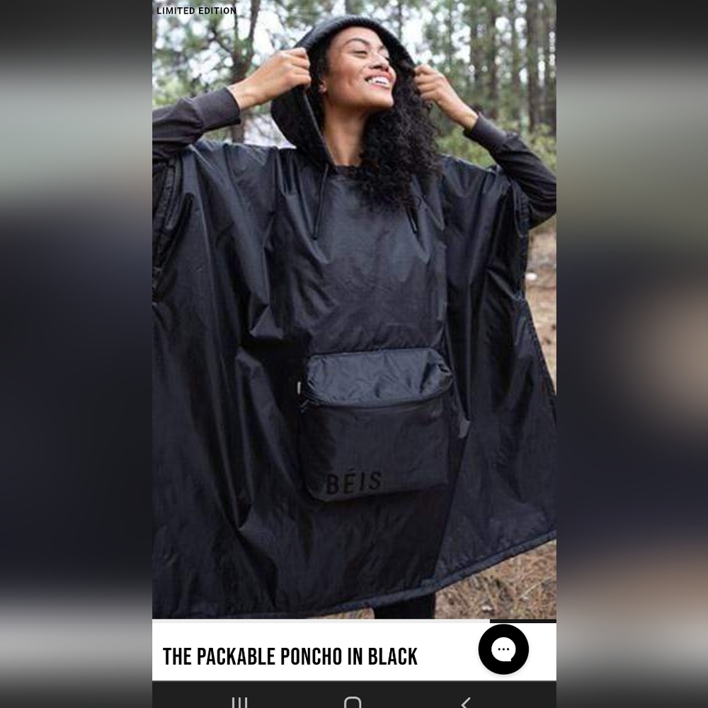 BEIS Black Hooded Cape With Front Pocket - Picture 2 of 16